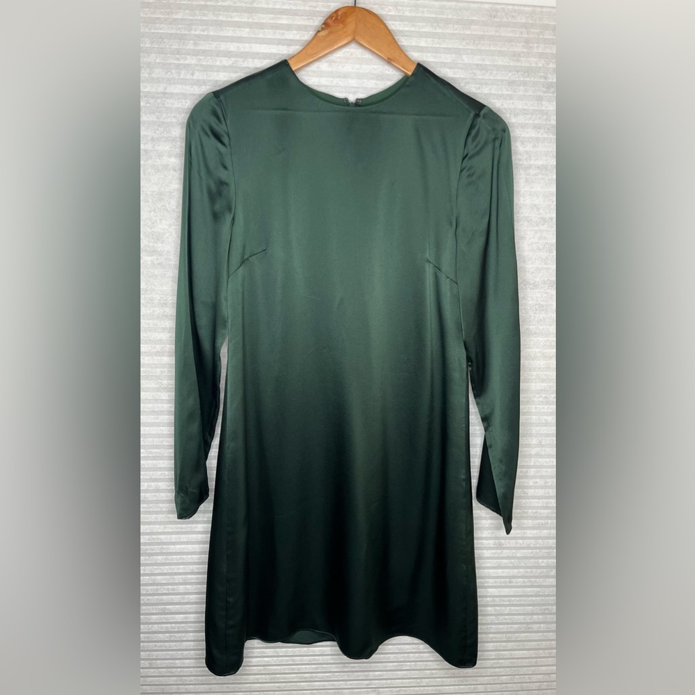 Banana Republic Silk mini Shift Long Sleeve Dress Hunter Green Size XS - Picture 2 of 10